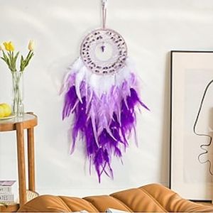 Purple Dream Catcher Handmade Gift with Feather Wall Hanging Decor Art Wind Chimes Boho Style Car Hanging Home Pendant miniinthebox