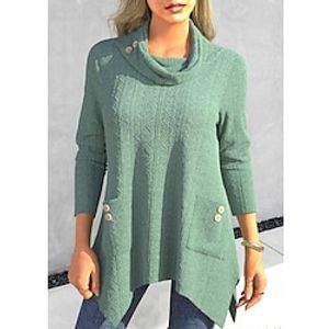 Women's Shirt Blouse Plain Black Blue Purple Button Pocket Asymmetric Long Sleeve Casual Fashion Round Neck Regular Fit Spring   Fall Lightinthebox