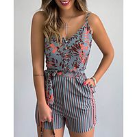 Women's Casual  Daily 2021 Shipped the same day as the order Sincerely accept orders White Jumpsuit Print Lightinthebox - thumbnail