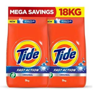 Tide Laundry Detergent Powder Fast Action Original Scent Tide 2 x 9 Kg