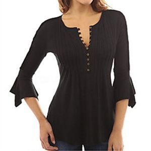 Women's Blouse Peplum Shirt Plain Ruffle Button Round Neck Basic Tops White Black Red miniinthebox