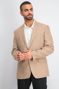 Mens Slim-Fit Tan Pinstripe Linen Suit Jacket  Tan