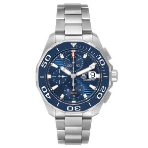Aquaracer Blue Dial Steel Mens Watch Cay211b Box Card