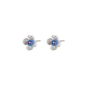 s925 silver needle simple blue and white flower earrings new compact contrast color small fresh earrings exquisite earrings 1702 Lightinthebox