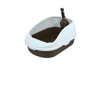 Open Cat Toilet with High Rim Anti Flashing Litter Box with Scoop