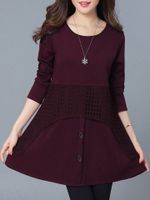 Casual Women Mini Dress, Solid Patchwork Mini Dress