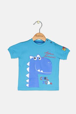 Toddlers Boys Dino Cool Dude Print T-Shirt Turquoise Toddlers Boys Dino Cool Dude Print T-Shirt Turquoise
