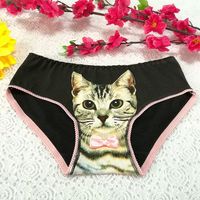 Sexy 3D Pussycat Cotton Breathable Panties Low Waist Underwear For Women