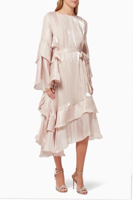 Tiered Belted Dress in Silk Tiered Belted Dress in Silk