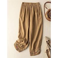 Women's Slacks Cropped Pants Ankle-Length Vacation Fashion Home Street Khaki Apricot M L Fall Winter Lightinthebox - thumbnail
