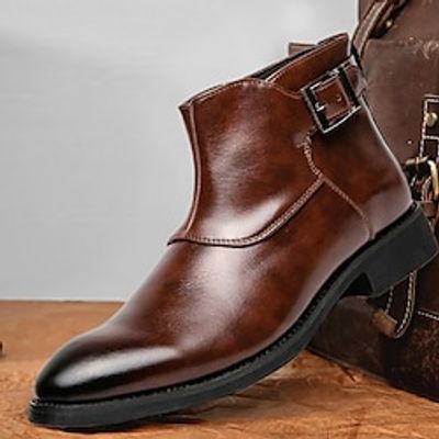 Men's Boots Retro Dress Shoes Walking Casual Daily Leather Comfortable Booties  Ankle Boots Lace-up Black Brown Spring Fall Lightinthebox