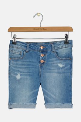 Big Girls Snap-Fly Bermuda Denim Shorts Madelyn Big Girls Snap-Fly Bermuda Denim Shorts Madelyn