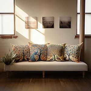 Peacock Tree of Life Double Side Pillow Cover 1PC Soft Decorative Square Cushion Case Pillowcase for Bedroom Livingroom Sofa Couch Chair miniinthebox