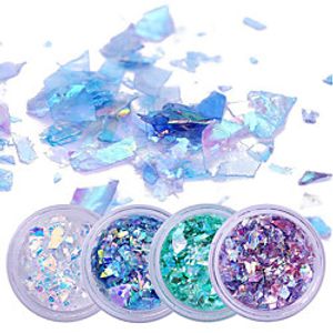 Holographic Nail Glitter Sequins Sparkly Thin Butterfly Flakes Polish Nail Shiny Sticker Fluorescent Glass Paper Manicure Tools 4 Boxs Lightinthebox