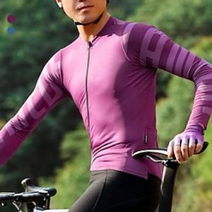 21Grams Men's Cycling Jersey Long Sleeve Bike Jersey Top with 3 Rear Pockets Mountain Bike MTB Road Bike Cycling Breathable Quick Dry Moisture Wicking Reflective Strips Purple Blue Spandex Sports Lightinthebox