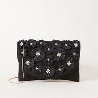 Floral Embellished Crossbody Bag with Sling Strap - thumbnail