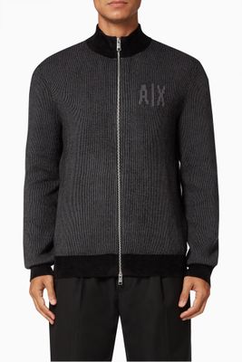 Logo Cardigan in Cotton Viscose Blend Logo Cardigan in Cotton Viscose Blend