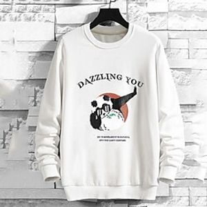 Men's Sweatshirt Black White Crew Neck Panda Holiday Going out Streetwear Casual Winter Spring   Fall Clothing Apparel Hoodies Sweatshirts  miniinthebox