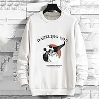 Men's Sweatshirt Black White Crew Neck Panda Holiday Going out Streetwear Casual Winter Spring   Fall Clothing Apparel Hoodies Sweatshirts  miniinthebox - thumbnail