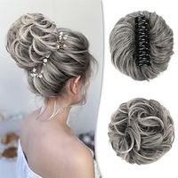 Claw Clip Messy Bun Hairpieces Wavy Curly Messy Hair Bun For Women Claw Clip on Chignon Synthetic Rose Bun Gray Hair Piece Hair Extensions for Women Girls Lightinthebox