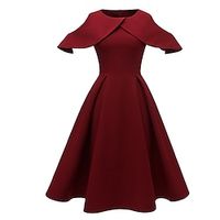 Women's Party Dress Homecoming Dress Wedding Guest Dress Midi Dress Wine Dark Blue Short Sleeve Pure Color Pleated Spring Fall Winter Crew Neck Fashion Winter Dress Wedding Guest Evening Party 2023 S Lightinthebox - thumbnail