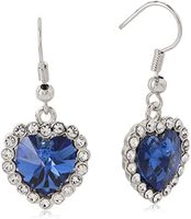 Swarovski Elements 18K White Gold Plated Earrings encrusted with Navy Blue Swarovski Crystals, SWR-007