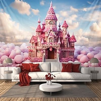 Pink Candy Castle Hanging Tapestry Wall Art Large Tapestry Mural Decor Photograph Backdrop Blanket Curtain Home Bedroom Living Room Decoration Lightinthebox