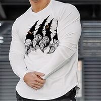 Men's T shirt Tee 3D Print Graphic Prints Eagle Crew Neck Street Casual 3D Print Long Sleeve Tops Fashion Breathable Comfortable Big and Tall White / Summer / Spring / Summer miniinthebox - thumbnail