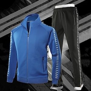Men's Tracksuit Sweatsuit 2 Piece Reflective Strip Athletic Long Sleeve Thermal Warm Breathable Soft Fitness Running Jogging Sportswear Activewear Solid Colored Black Yellow Red Lightinthebox