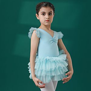 Ballet Dress Lace Pleats Ruffle Girls' Training Performance Cap Sleeve High Cotton Blend Lace Lightinthebox