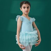 Ballet Dress Lace Pleats Ruffle Girls' Training Performance Cap Sleeve High Cotton Blend Lace Lightinthebox - thumbnail