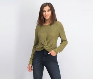 Womens Texture Sweater  Dust Olive