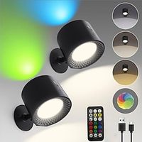 Battery Operated Wall Sconces Wireless Magnetic Wall Lights with Remote 9 Colors RGB Rechargeable Ambient Sconce 3 Color Temp Dimming  Removable Wall Mounted Lamp for Bedroom Lightinthebox