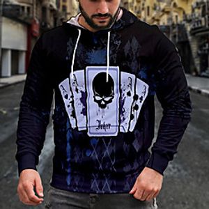 Men's Pullover Hoodie Sweatshirt Graphic Poker Casual Daily Weekend 3D Print Casual Hoodies Sweatshirts  Yellow Black Red miniinthebox