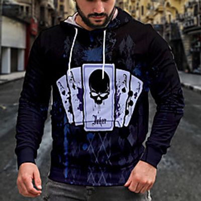 Men's Pullover Hoodie Sweatshirt Graphic Poker Casual Daily Weekend 3D Print Casual Hoodies Sweatshirts  Yellow Black Red miniinthebox