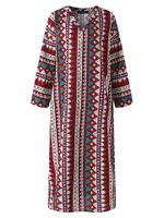 O-NEWE Printed V-Neck Maxi Dress