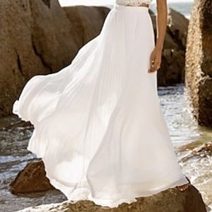 Beach Boho Wedding Dresses A-Line Separates Separates Floor Length Chiffon Bridal Skirts Bridal Gowns With Solid Color 2023 Summer Wedding Party, Women's Clothing Lightinthebox