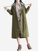 Casual Letter Print Hooded Patchwork Long Sleeve Women Coats