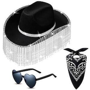 Rhinestone Cowgirl Hat Glitter Cowboy Hat Sparkly Cowboy Hat Men Women Cosplay Party Costume Lightinthebox