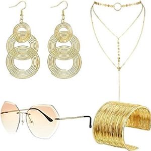 4 Pcs 1970s Hippie Party Set Metal Earrings Glasses Accessories Party Accessories Lightinthebox