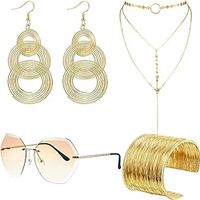 4 Pcs 1970s Hippie Party Set Metal Earrings Glasses Accessories Party Accessories Lightinthebox - thumbnail