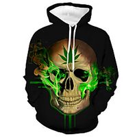 Men's Unisex Pullover Hoodie Sweatshirt Trees / Leaves Graphic Prints Skull Print Daily Sports 3D Print Casual Designer Hoodies Sweatshirts  Black miniinthebox - thumbnail