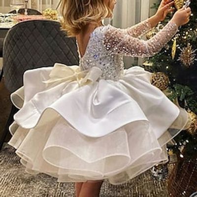 Princess Knee Length Flower Girl Dress Wedding Party Girls Cute Prom Dress Tulle with Bow(s) Elegant Fit 3-16 Years Lightinthebox