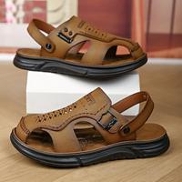 Men's Sandals Retro Walking Casual Daily Leather Comfortable Booties / Ankle Boots Loafer Yellow Gray Spring Fall Lightinthebox