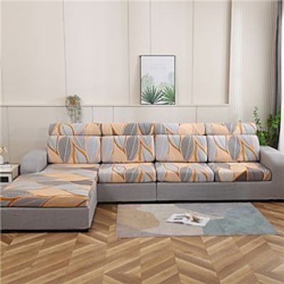 Stretch Sofa Seat Cushion Cover Jacquard Slipcover Elastic Couch Armchair Loveseat 4 or 3 Seater Orange Plain Solid Soft Durable Washable Lightinthebox