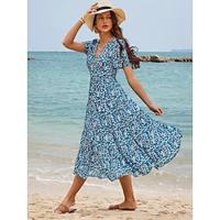 Women's Chiffon Dress Paisley Tie Front Ruched Asymmetrical Long Dress Maxi Dress Hawaiian Holiday Sleeveless Summer Lightinthebox