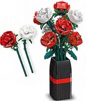 DIY Red White Roses Vase Plants Valentine's Day Gardens Romantic Building Blocks Classic Model Bricks Kids Sets Kits Toys Valentine's Day for Girls Lightinthebox - thumbnail