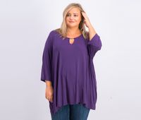 Womens Plus Size Plain Top  Purple - thumbnail