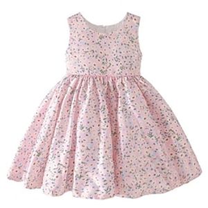 Kids Girls' Floral Dress Flower Dress School Crew Neck Sleeveless Daily Dress 3-7 Years Summer Pink Lightinthebox