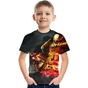 Kids Boys' T shirt Tee Short Sleeve Graphic Children Tops Active Black 3-12 Years Lightinthebox